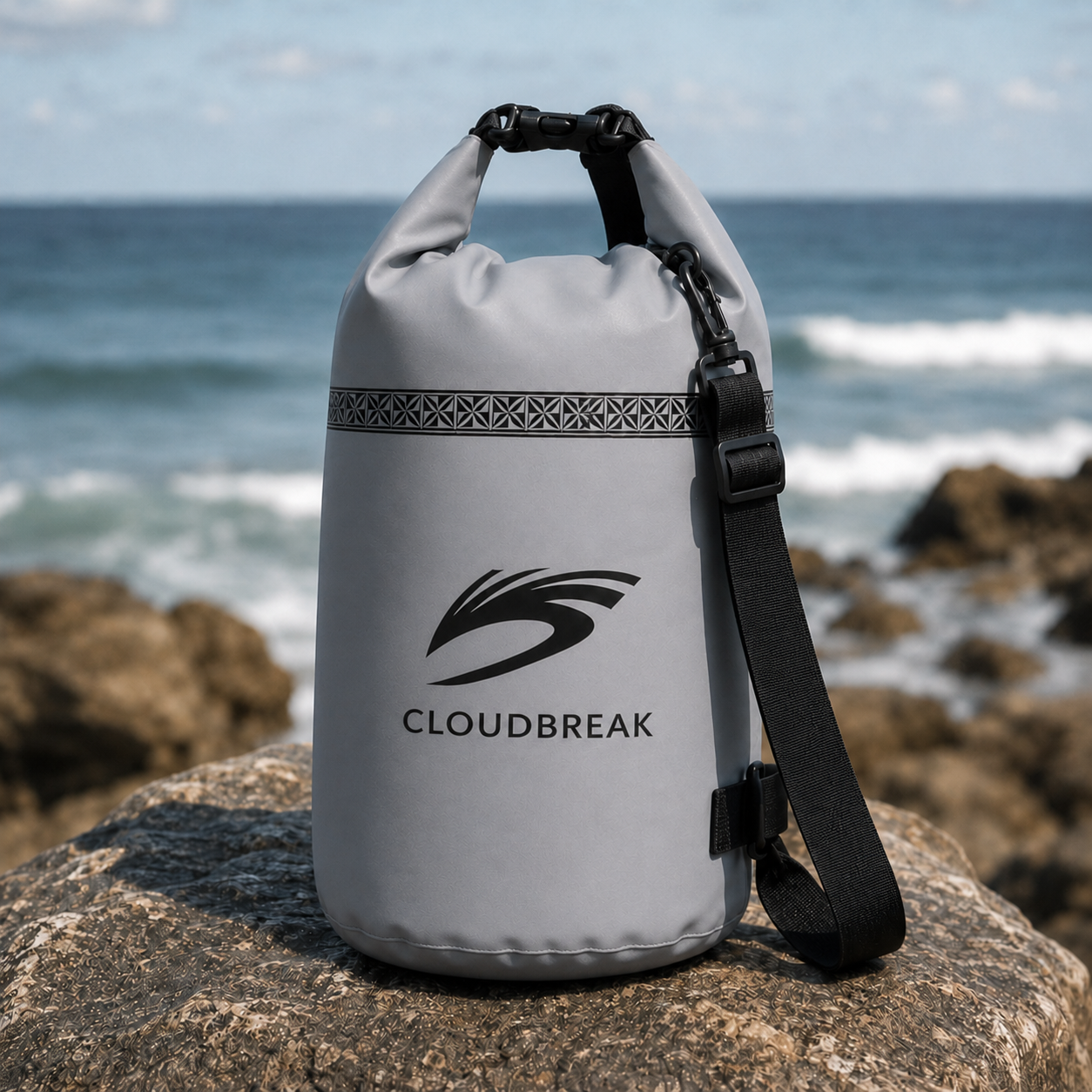 Cloudbreak ocean essentials collection featuring dry bags, reef shoes, and water gear