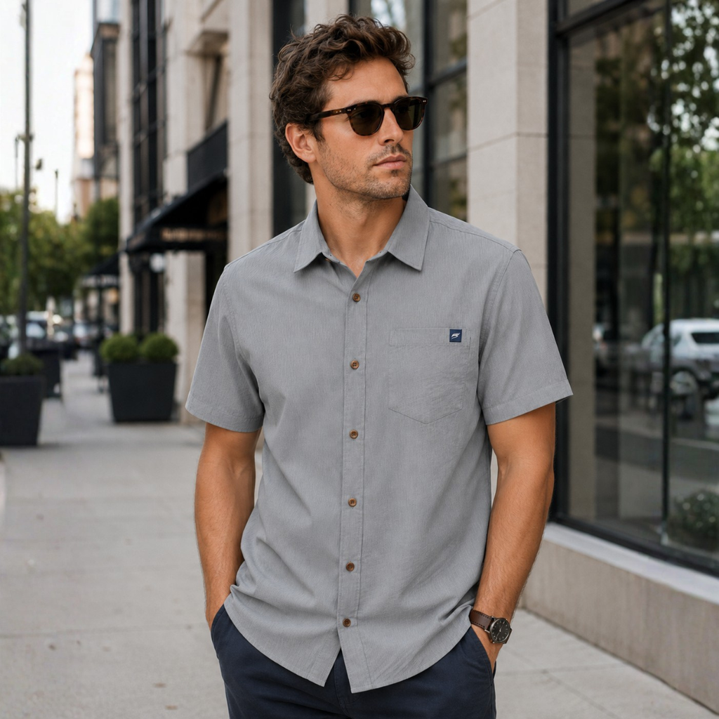 Cloudbreak Mens Short Sleeve Shirt – Stone Grey
