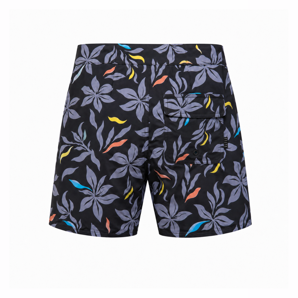 Cloudbreak Men's Boardshorts – Midnight Hibiscus in Black – side view
