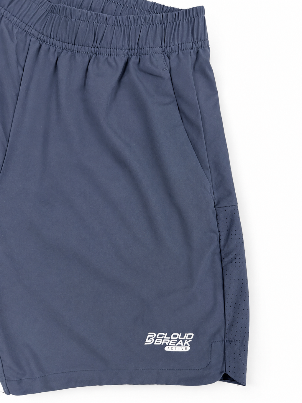 Cloudbreak Men's Active Shorts – Navy & Grey – close-up
