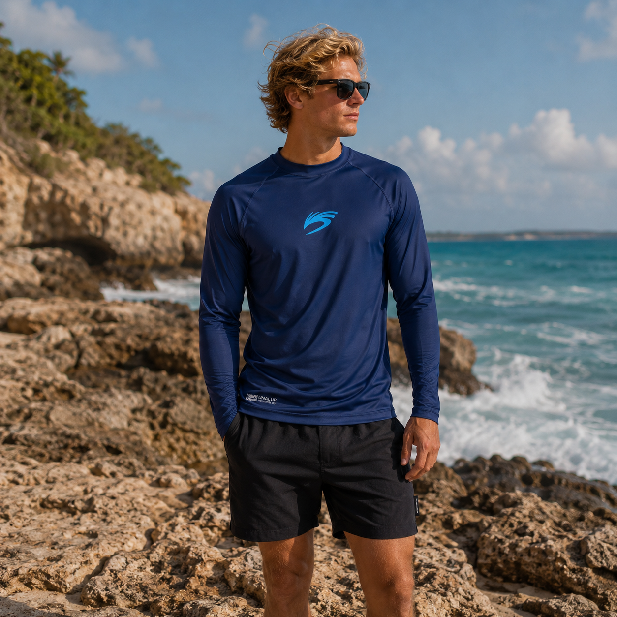 Cloudbreak Mens Printed L/S Rashie - Waves