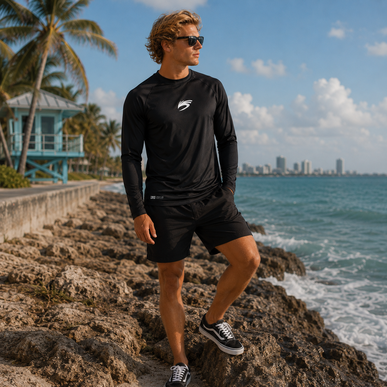 Cloudbreak Mens Printed L/S Rashie - Waves