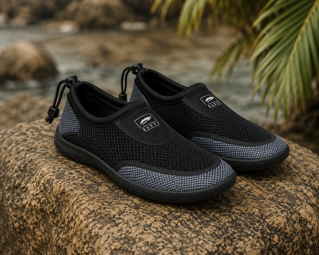 Cloudbreak Reef Shoes – Black & Red – detail view