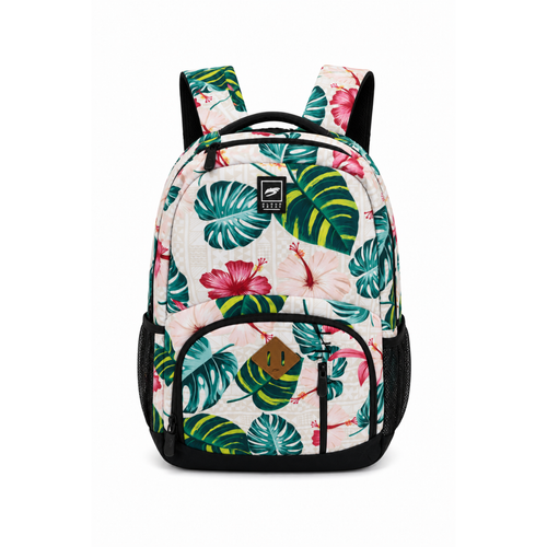 Shop Cloudbreak Sand tropical backpack with floral and palm print design. Lightweight everyday backpack for travel, school, beach, and casual use.