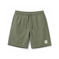 Green shorts with a drawstring on a white background