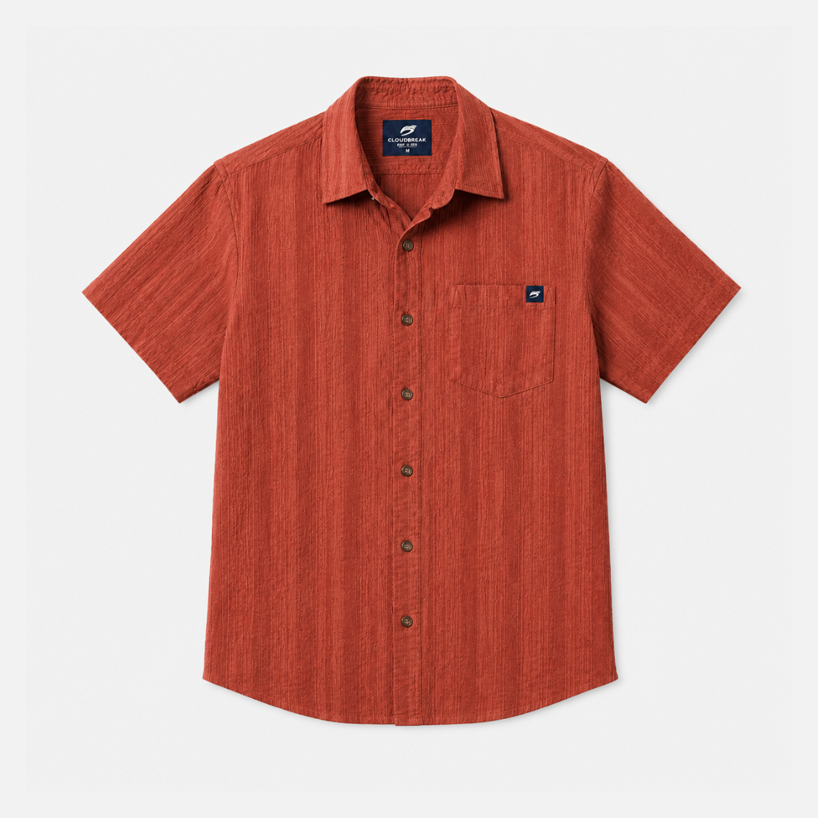 Cloudbreak Men's Short Sleeve Shirt – Black, White & Rust – lifestyle shot