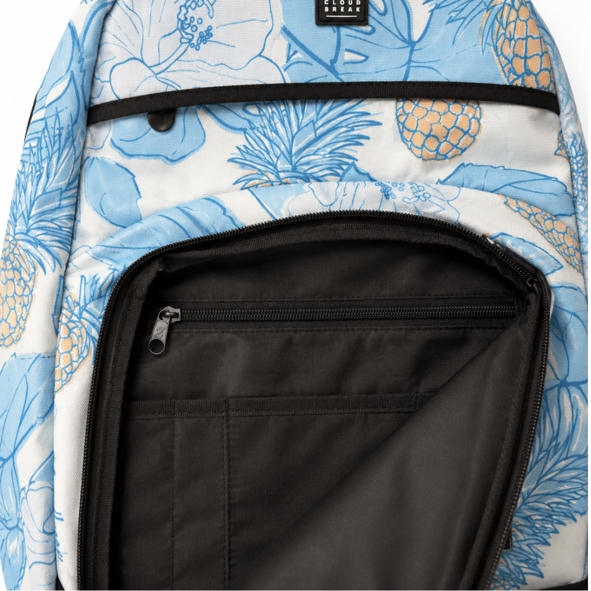 Cloudbreak Backpack – Pineapple Tropical Print in Islander – close-up