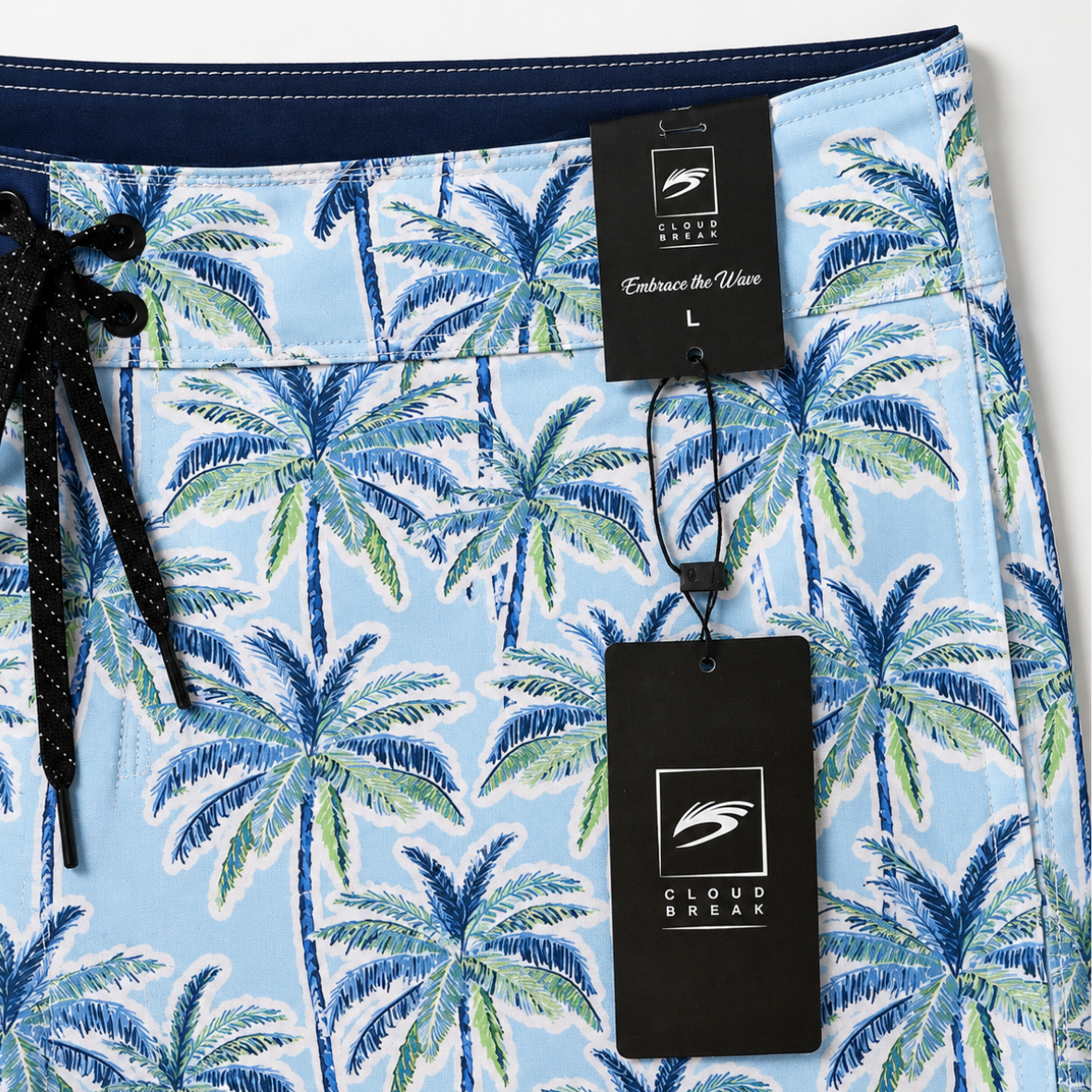 Cloudbreak Men’s Swim Shorts – Tavarua Palm Print in Sky – product photo