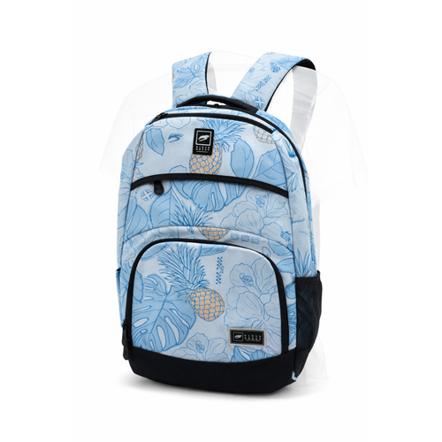 Cloudbreak tropical blue backpack with pineapple and floral print, lightweight backpack for travel, beach, and everyday use