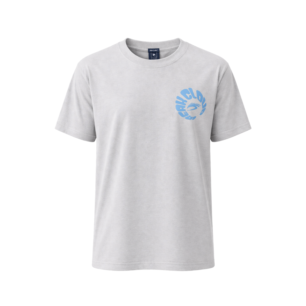 Cloudbreak men’s grey  graphic t-shirt with large back print inspired by Pacific waves and Fiji, surf lifestyle tee