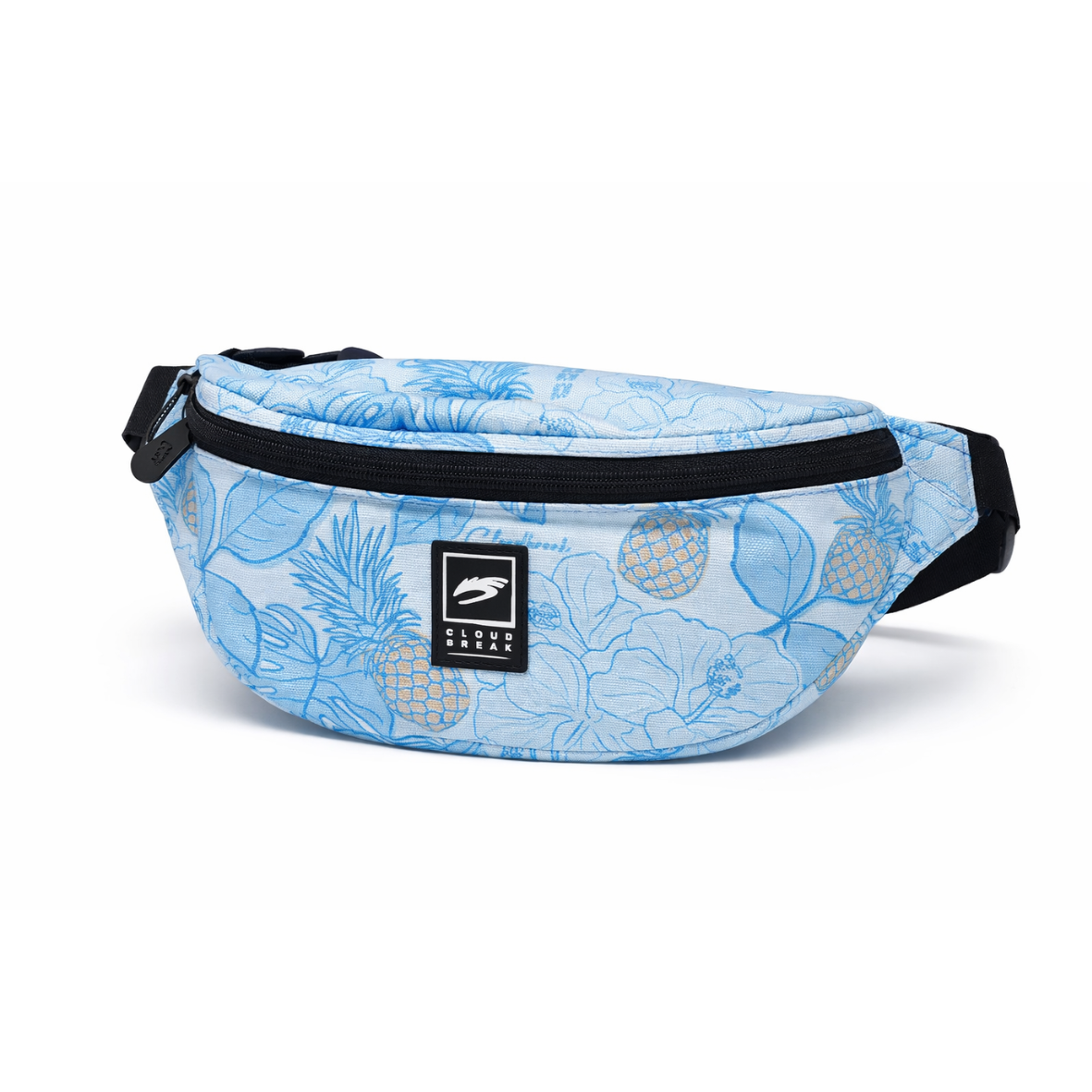 Cloudbreak tropical floral waist bag with pineapple print, lightweight crossbody belt bag for travel, festivals, and beach days