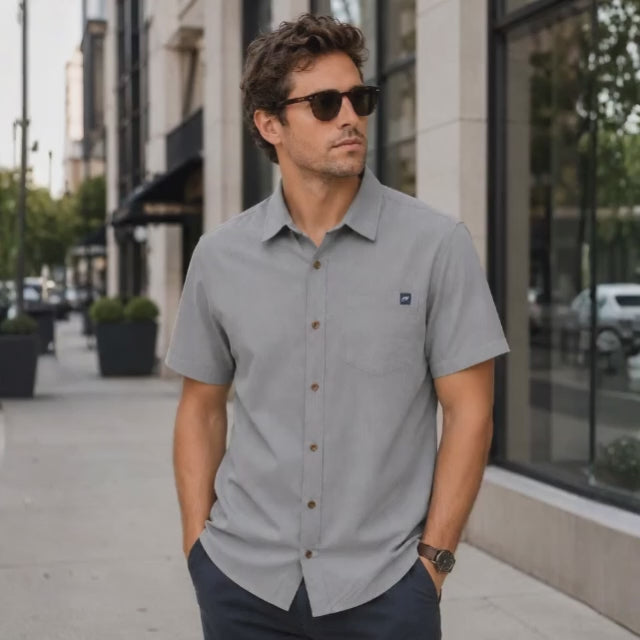 Cloudbreak Mens Short Sleeve Shirt – Stone Grey